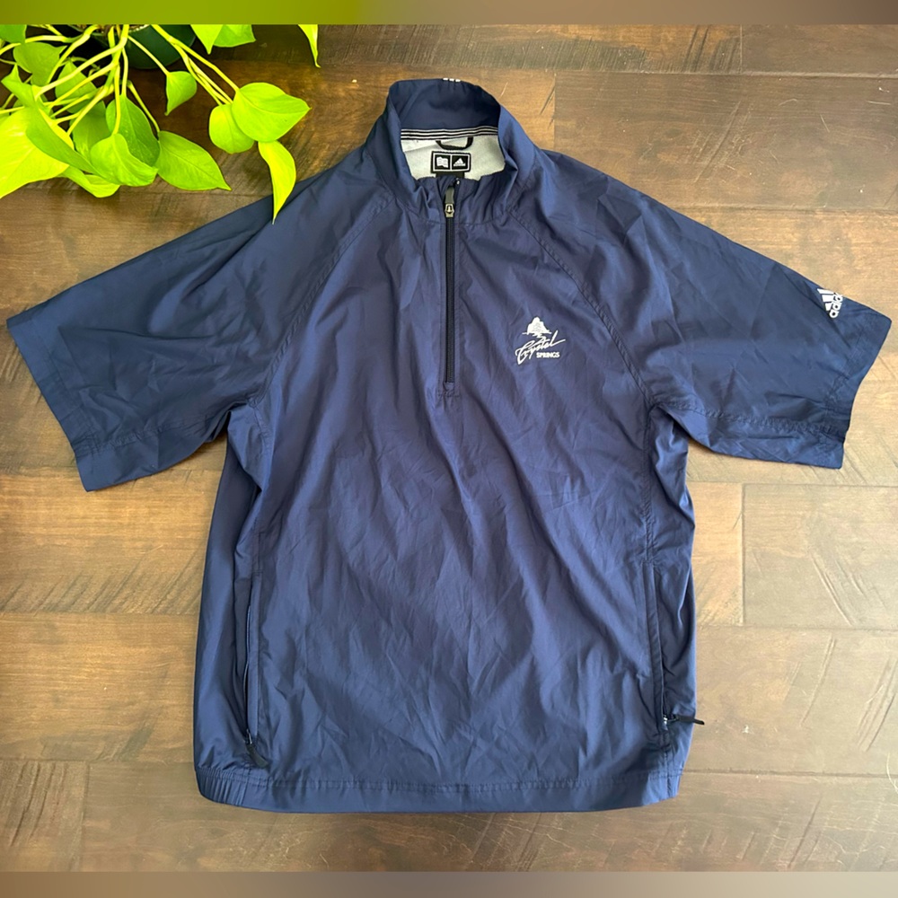 Adidas Climaproof Wind Pullover Quarter Zip Shirt Jacket Navy Golf Jacket